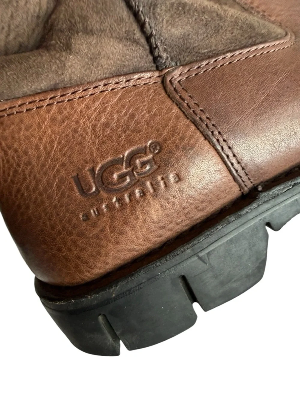 UGG Men's Brown Leather & Suede Insulated Short Boots - Picture 7 of 13